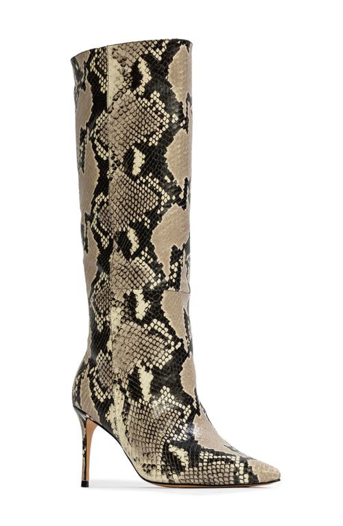 Black Suede Studio Friday 80 Pointed Toe Knee High Boot In Peyote Snake