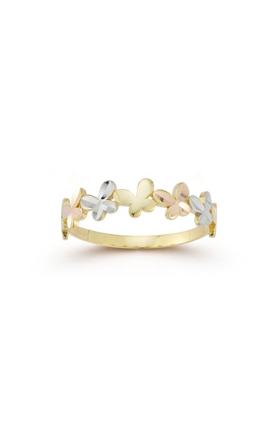 Ember Fine Jewelry Tri-tone Butterfly Ring In 14k Gold