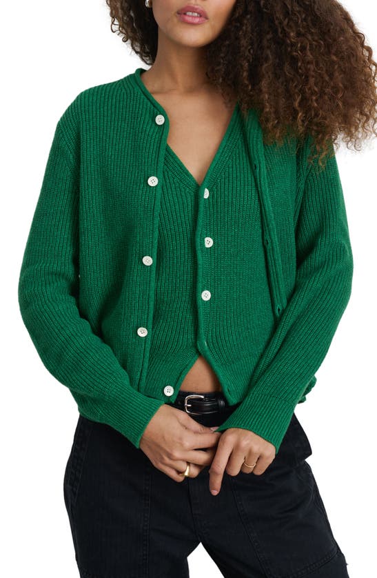 Alex Mill Chunky Cotton Cardigan In Verdant Green