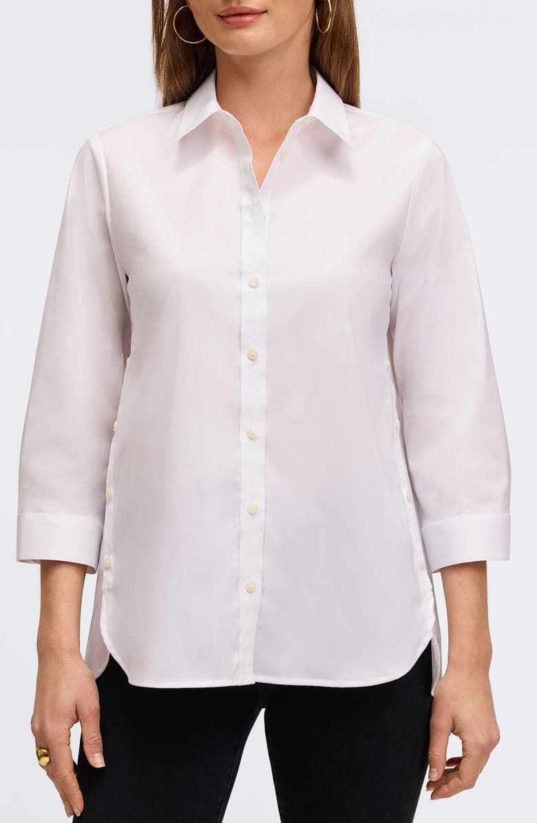 Foxcroft Juliet Three-Quarter Sleeve Button-Up Shirt, Alternate, color, White
