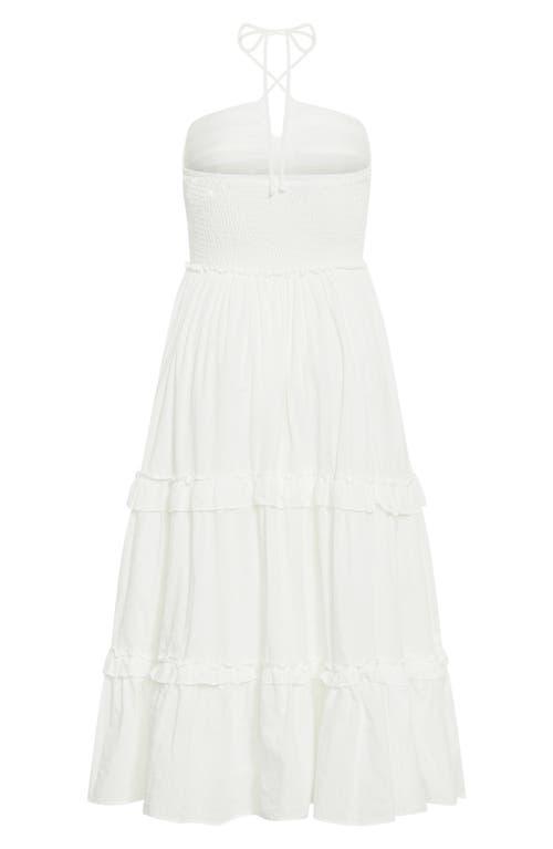 Shop City Chic Ivy Clip Dot Tiered Halter Dress In White