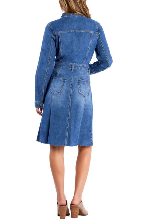 Wash Lab Denim Sway Raw Hem Long Sleeve Denim Shirtdress In Graphic Blue