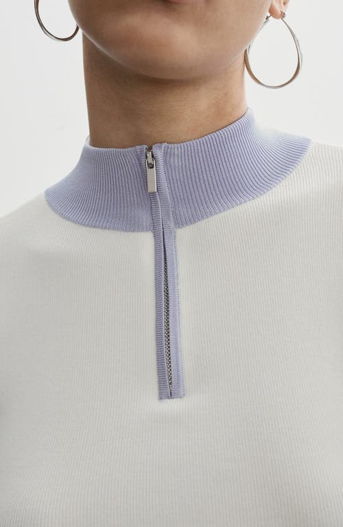 Mango Quarter Zip Sweater In Ecru