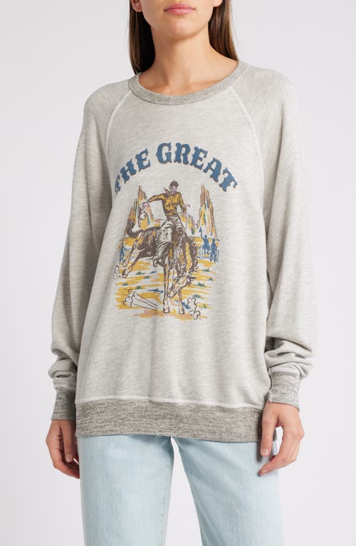 Shop The Great . The College Rodeo Cotton Graphic Sweatshirt In Soft Heather Grey