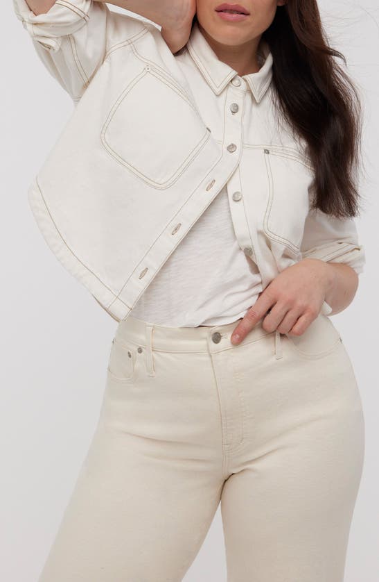 Madewell Crop Denim Long-sleeve Shirt In Tile White