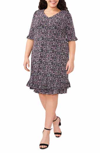 CeCe Floral Print Long Sleeve A-Line Dress | Nordstrom