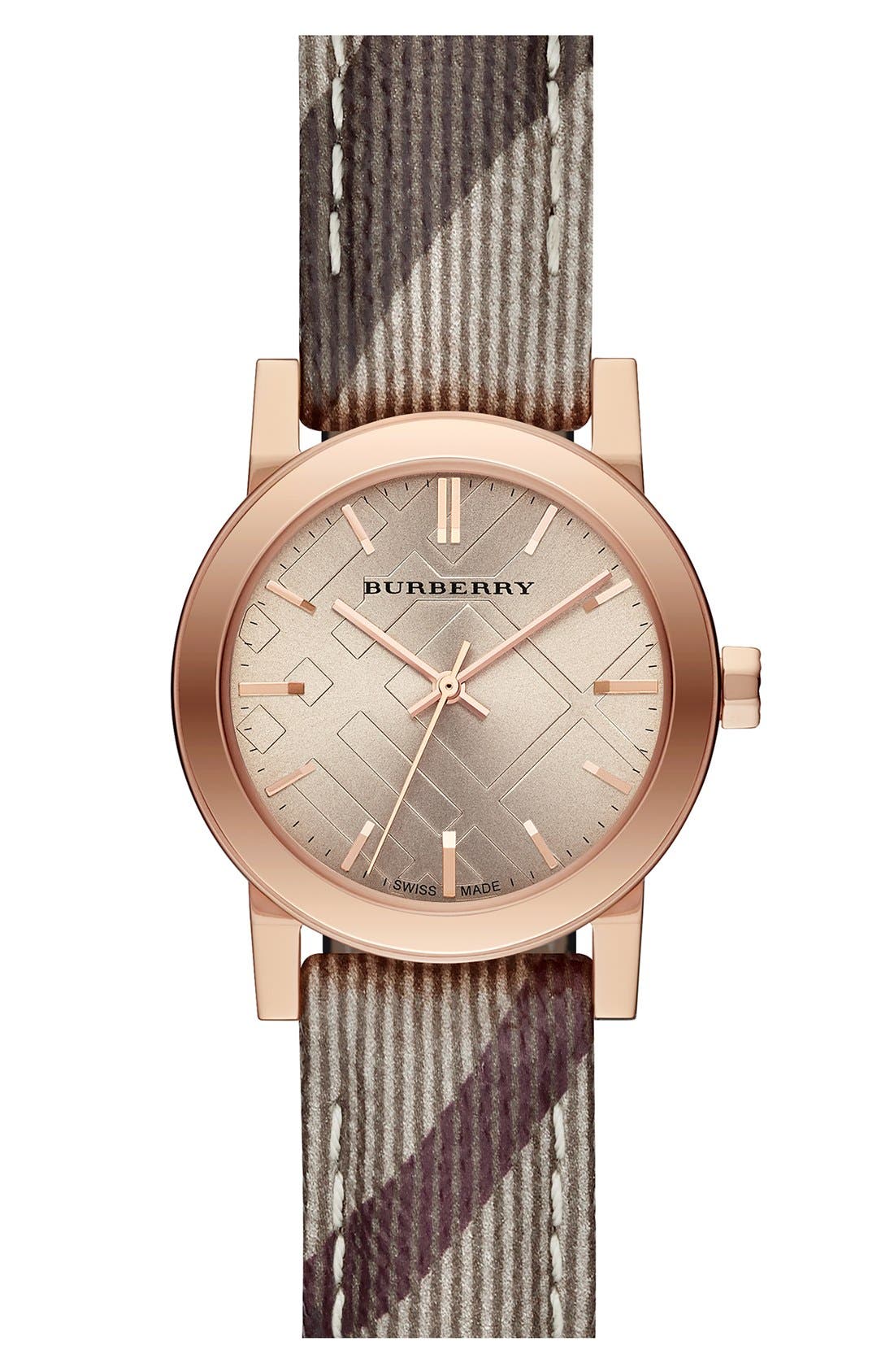 burberry small check strap watch 26mm