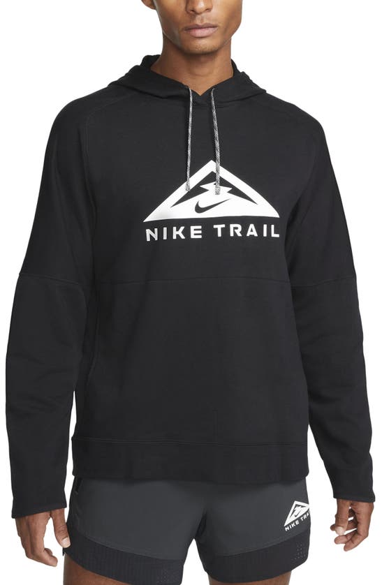 Nike Trail Magic Hour Logo-print Cotton-blend Dri-fit Hoodie In Black