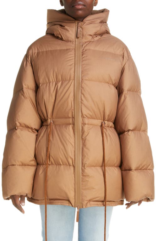 Orsa Recycled Nylon Ripstop Down Puffer Jacket in Toffee Brown