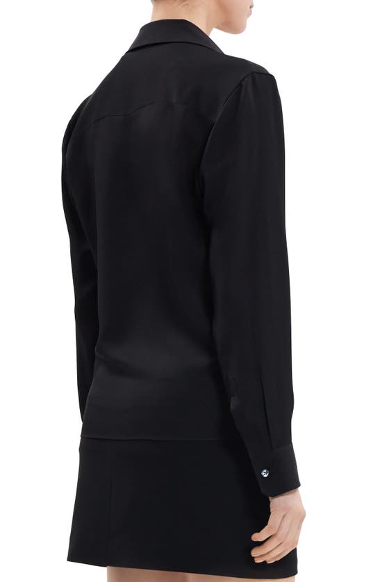 Shop Theory Moder Wrap Silk Shirt In Black