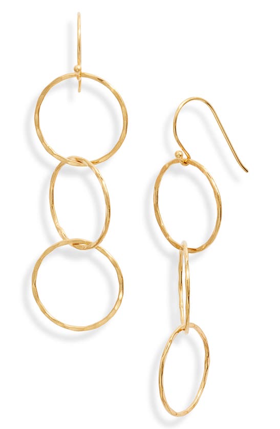 Ki-ele Trinity Trio Linear Drop Earrings In Gold