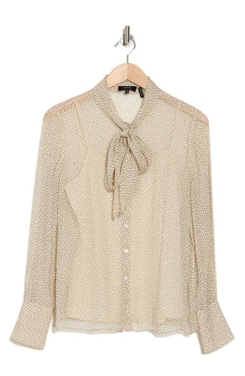 Theory Tie Neck Silk Button-up Shirt In Oatmeal Multi