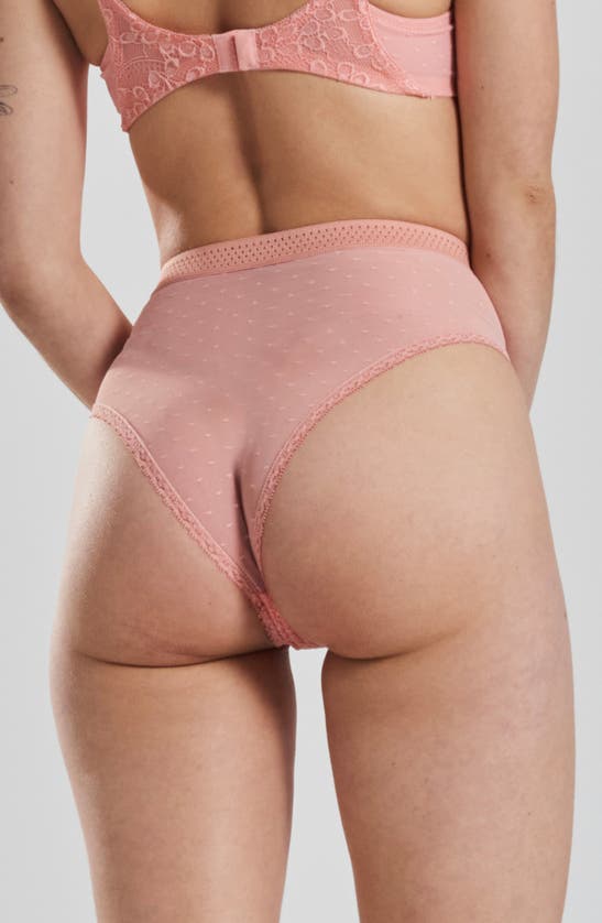 Shop Peachaus Betony Recycled-tulle High-rise Underwear In Dawnlight Coral