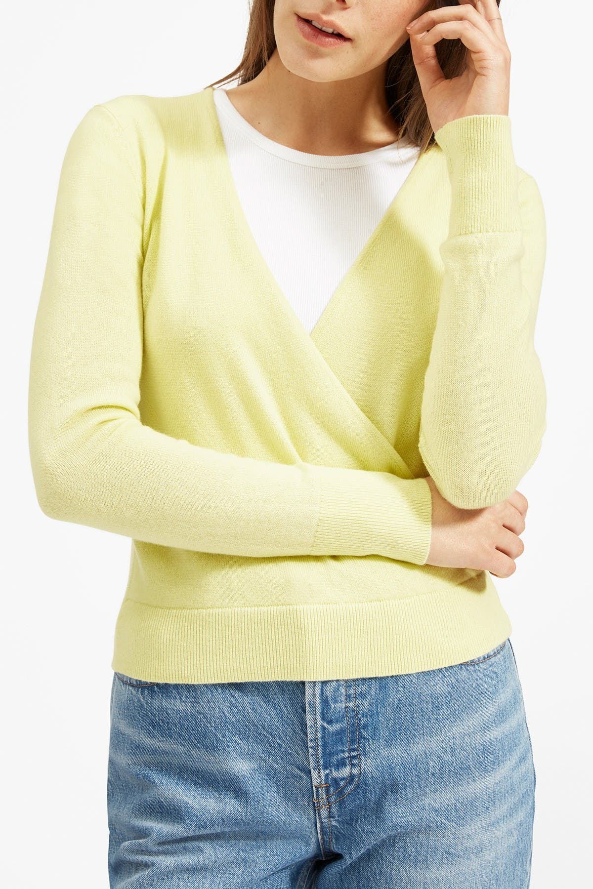 yellow wrap sweater