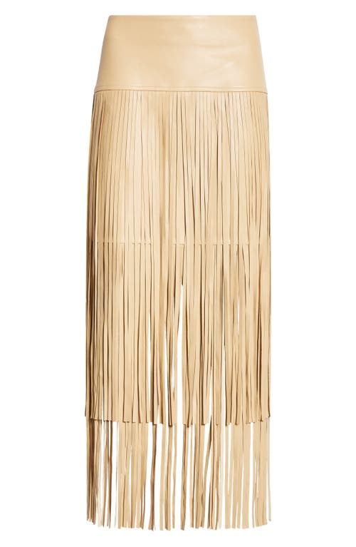 Shop L Agence L'agence Karolina Fringe Tiered Midi Skirt In Croissant