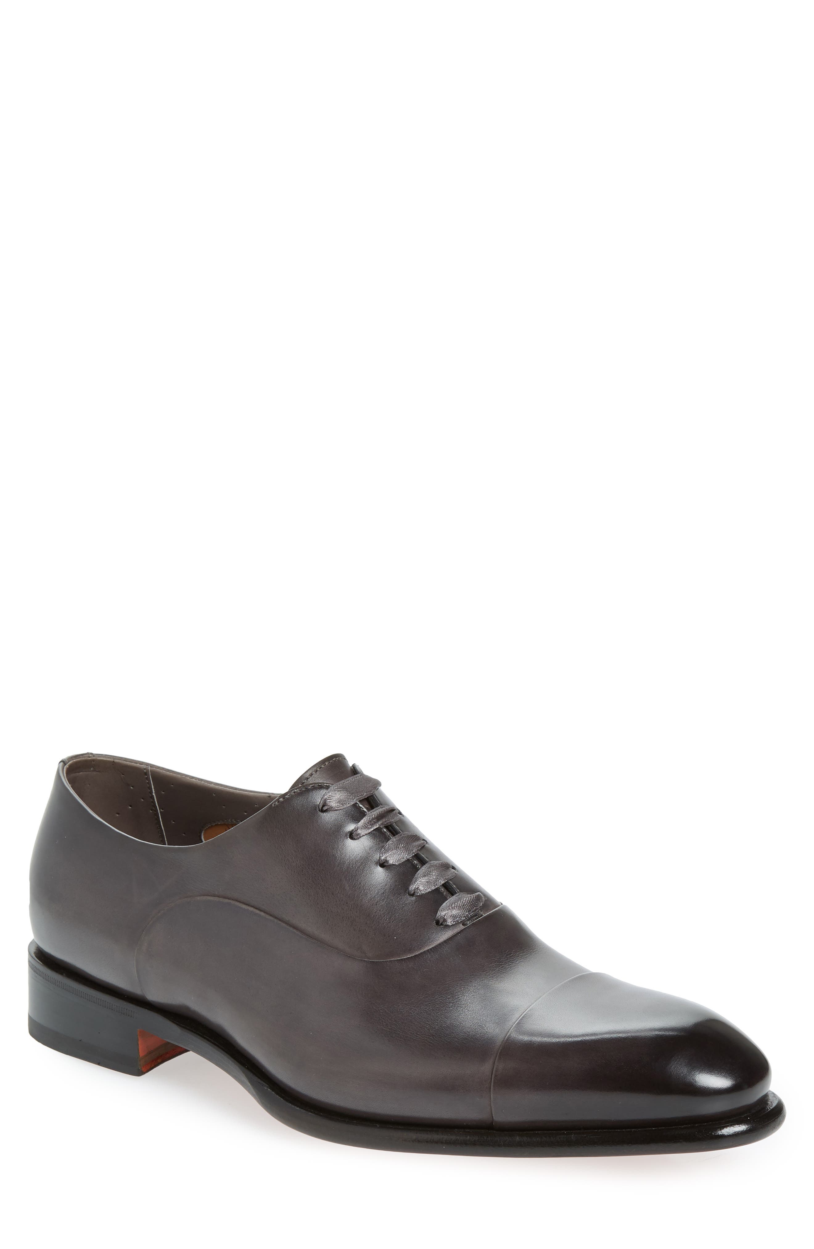 Santoni Black Buoyancy Leather Oxford Shoes for Men Mens Shoes Lace-ups Oxford shoes 