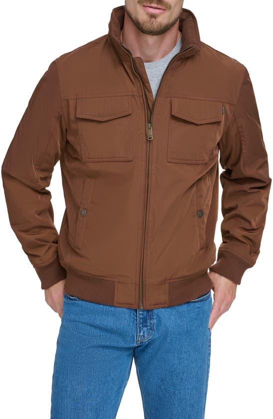 Shop Dockers ® Quilted Lined Flight Bomber Jacket In Chocolate