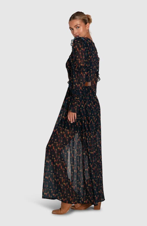 Belle & Bloom Come As You Are Floral Maxi Dress In Navy