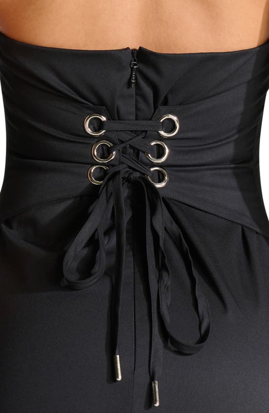 Shop Naked Wardrobe Halter Corset Side Slit Dress In Black