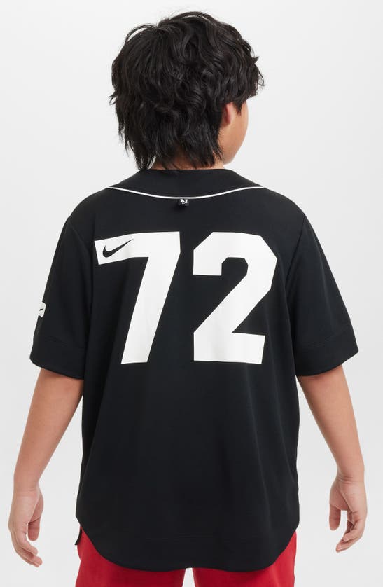 Shop Nike Kids' Athletics Dri-fit Baseball Jersey In Black/ White