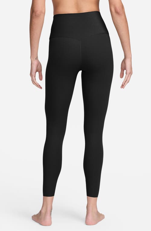 Shop Nike Zenvy Gentle Support High Waist Rib Leggings In Black/black