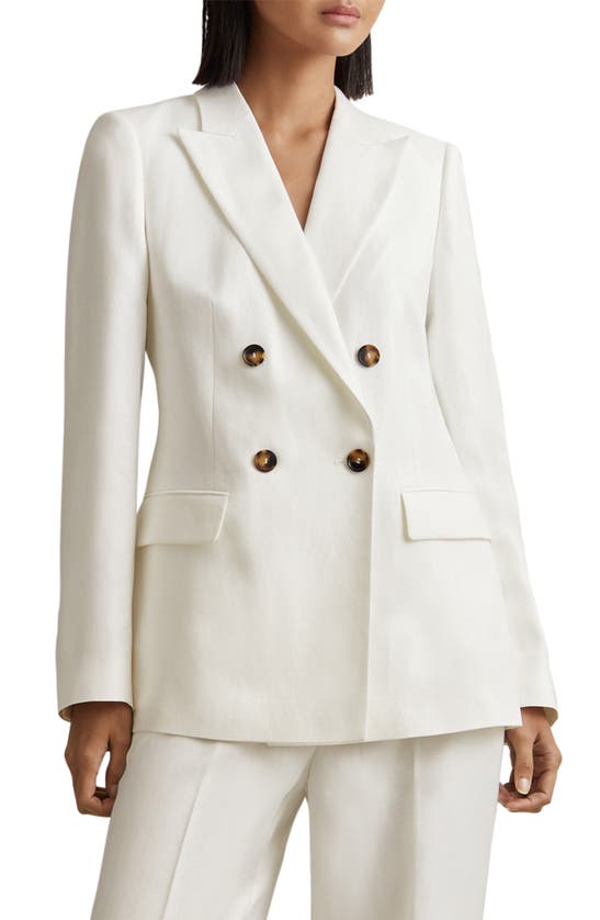 Shop Reiss Lori Double Breasted Blazer In White