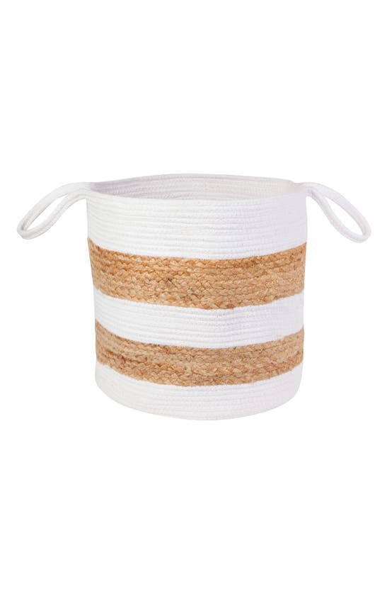 Shop Now Designs Round Stripe Jute Basket In White