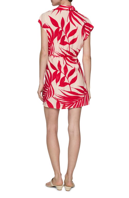 Shop Mango Palm Frond Faux Wrap Mini Shirtdress In Ecru