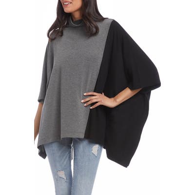 Karen Kane Colorblock Funnel Neck Poncho, Grey