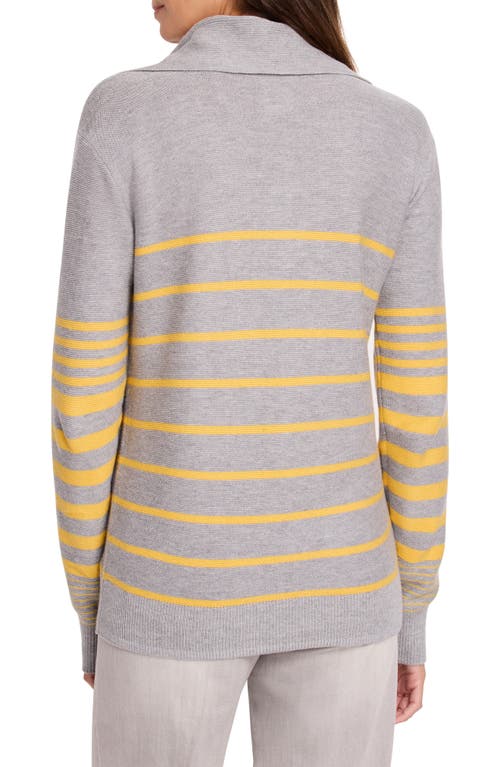 Shop Nz Active By Nic+zoe Easy Stripe Half-zip Cotton Blend Sweater In Grey Multi