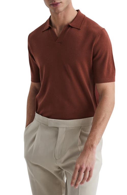 Reiss Duchie Solid Wool Polo Shirt in Russet