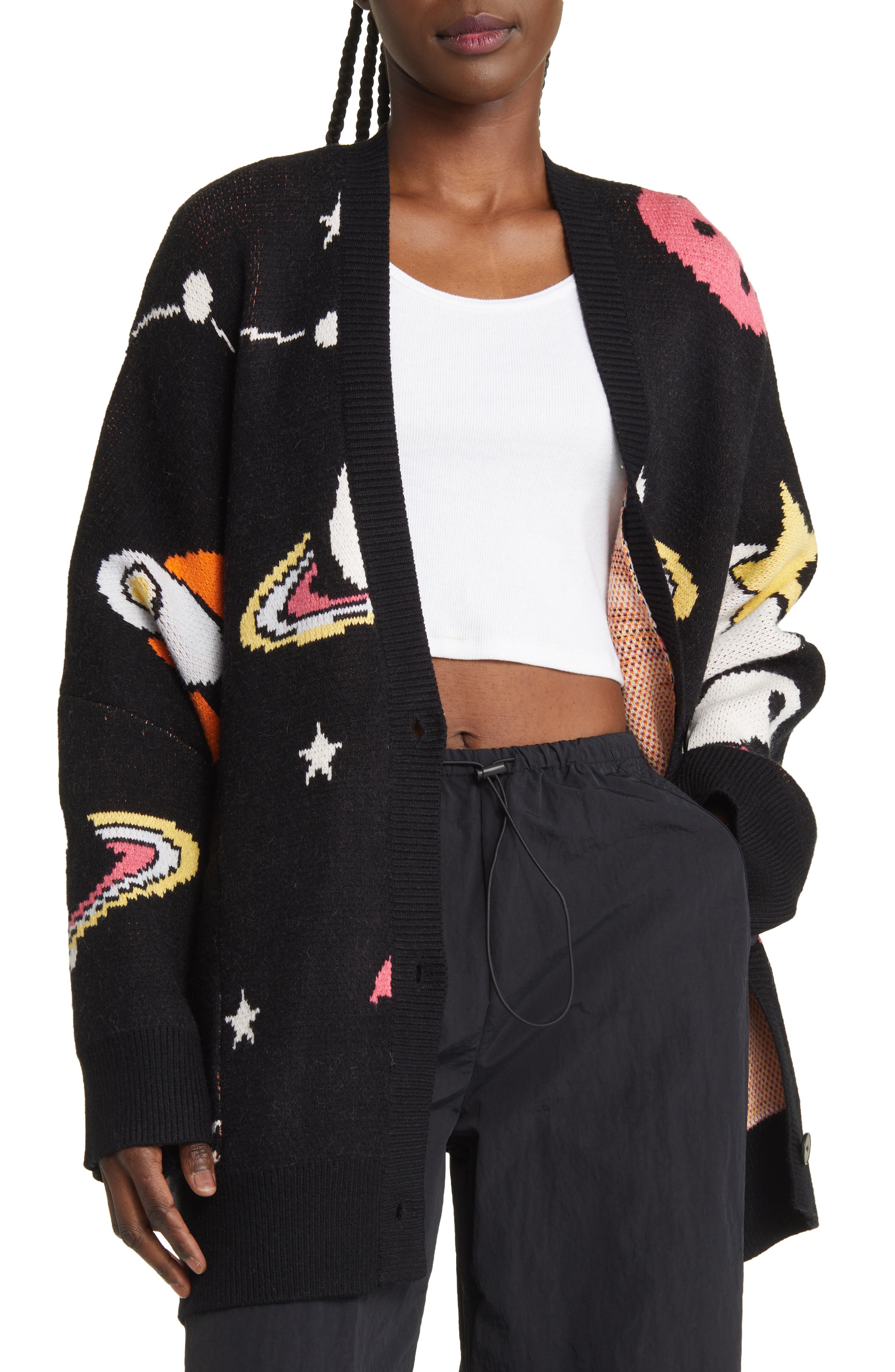 Dressed in Lala Outerspace Oversize Open Front Cardigan Nordstrom