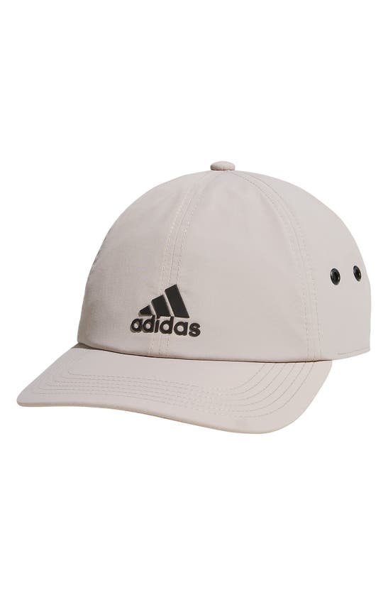 Adidas Originals Relaxed Tripe Stripe Snapback Cap In Wonder Beige/ Black