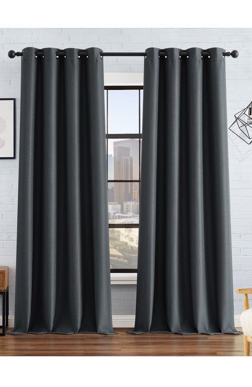 Lucky Brand Ember Thermal Set Of 2 Curtain Panels In Charcoal