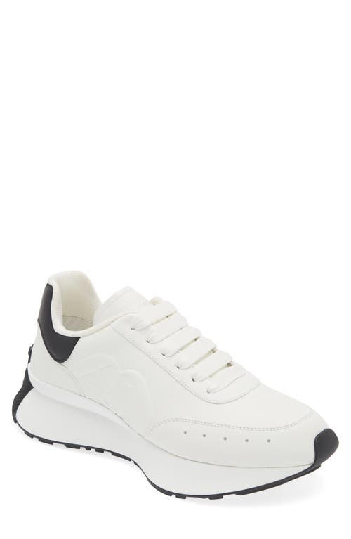 Alexander McQueen Sprint Runner Seal Sneaker White/Black at Nordstrom,