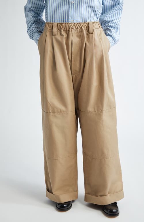 Meryll Rogge Workwear Cuff Hem Cotton Wide Leg Pants Sand at Nordstrom,