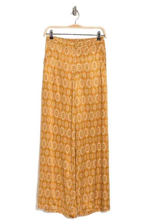 Shop Philosophy By Rpublic Clothing Scarf Print Wide Leg Pants In Mustard/ivory Print