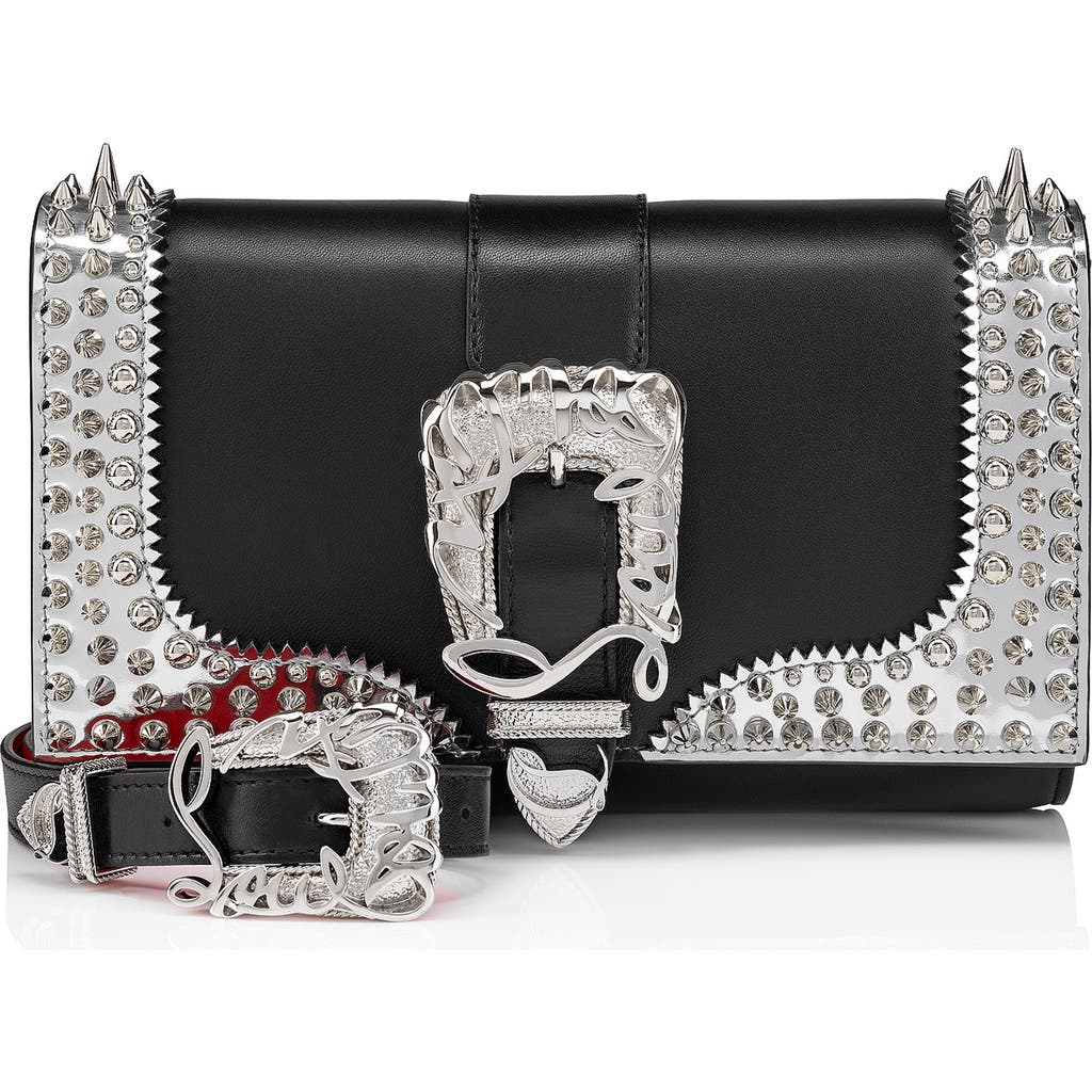 Christian Louboutin Paloma Giddy Spike Leather Crossbody Bag In Bk65 Black/silver