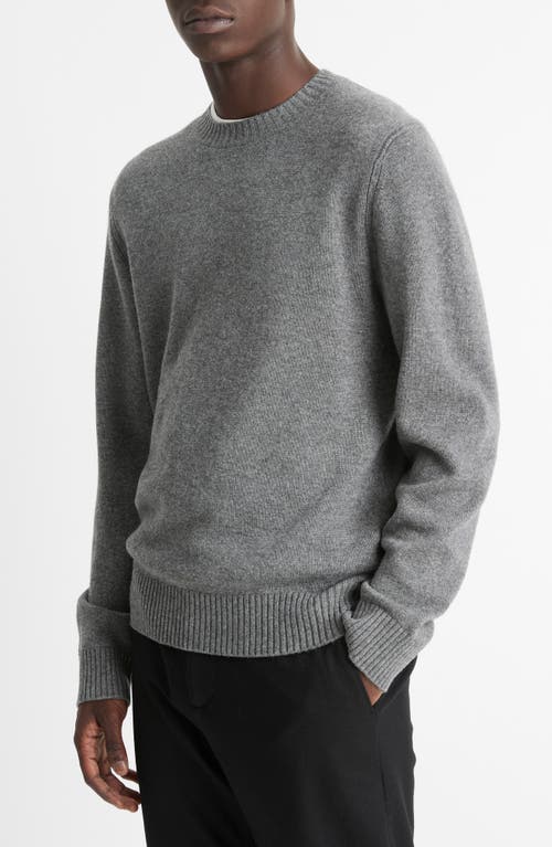 Shop Vince Classic Wool & Cashmere Crewneck Sweater In Medium Grey