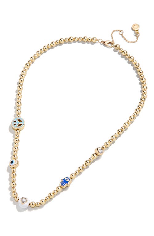 BaubleBar Peace/Protection Beaded Charm Necklace in Blue Multi 