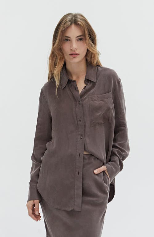 Crescent Bralette & Button Up Cupro Set In Espresso