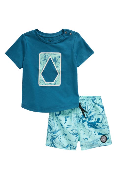 Heathered Graphic T-Shirt & Swim Shorts Set (Baby)