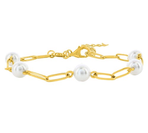 Donatello Gian Pearl Chain Link Bracelet In Gold