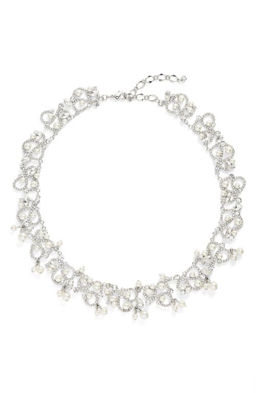 CRISTABELLE Crystal & Imitation Pearl Necklace in Crystal/Pearl/Rhodium