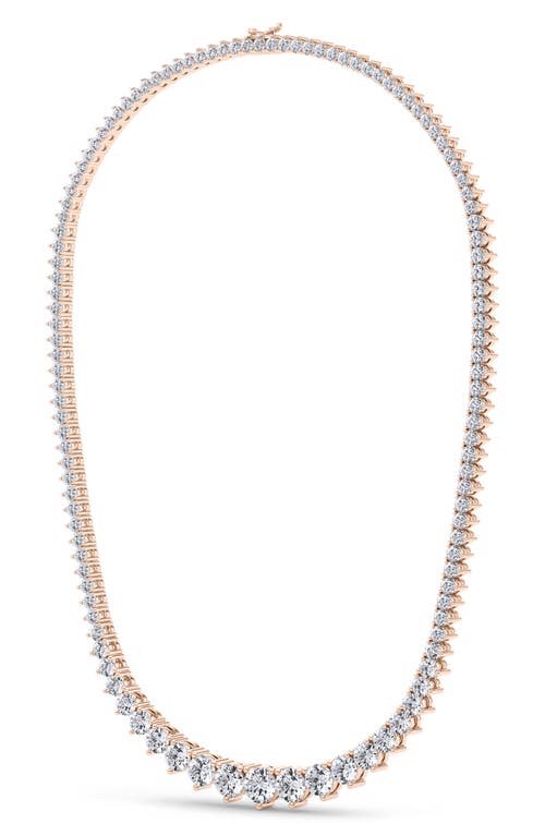 Graduated Lab Created Diamond Tennis Necklace in 14K Rose Gold