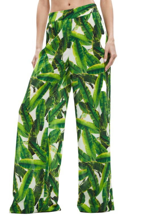 Alice + Olivia Russel Super High Waist Wide Leg Pants in Sun Palm Off White