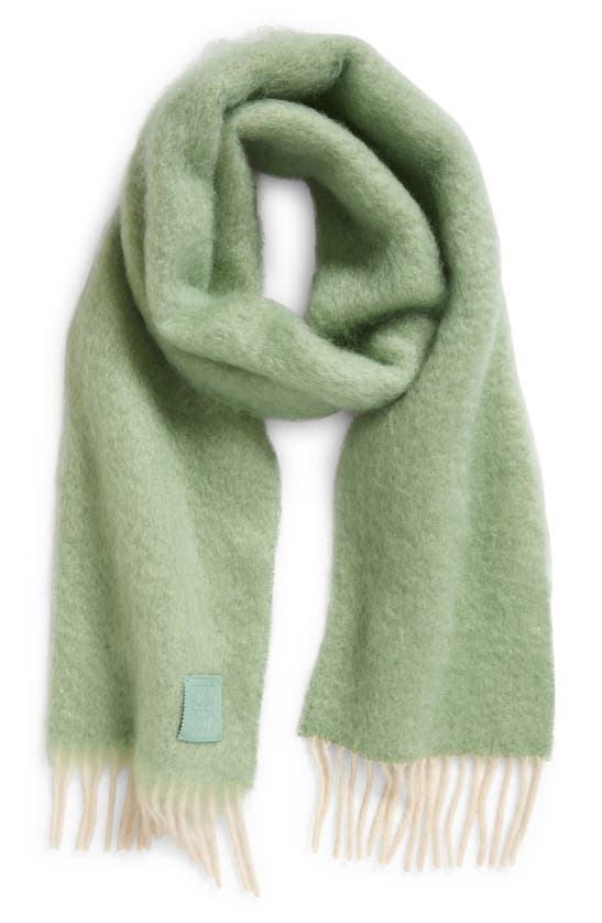 Loewe Anagram Wool-blend Scarf In Green