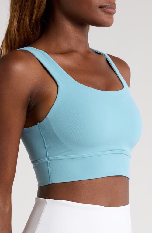 Shop Nike Dri-fit Alate Ellipse Sports Bra In Denim Turquoise/white