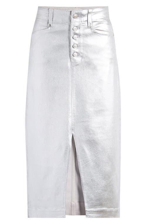 Shop Paige Meadow Midi Skirt In Platinum Silver Luxe Coating