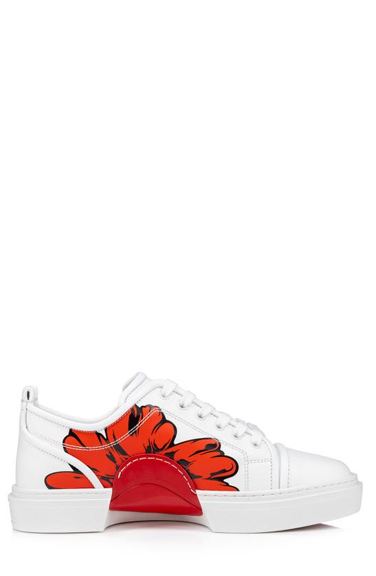 Shop Christian Louboutin X Shun Sudo Adolon Junior Button Flower Low Top Sneaker In White/ Multi